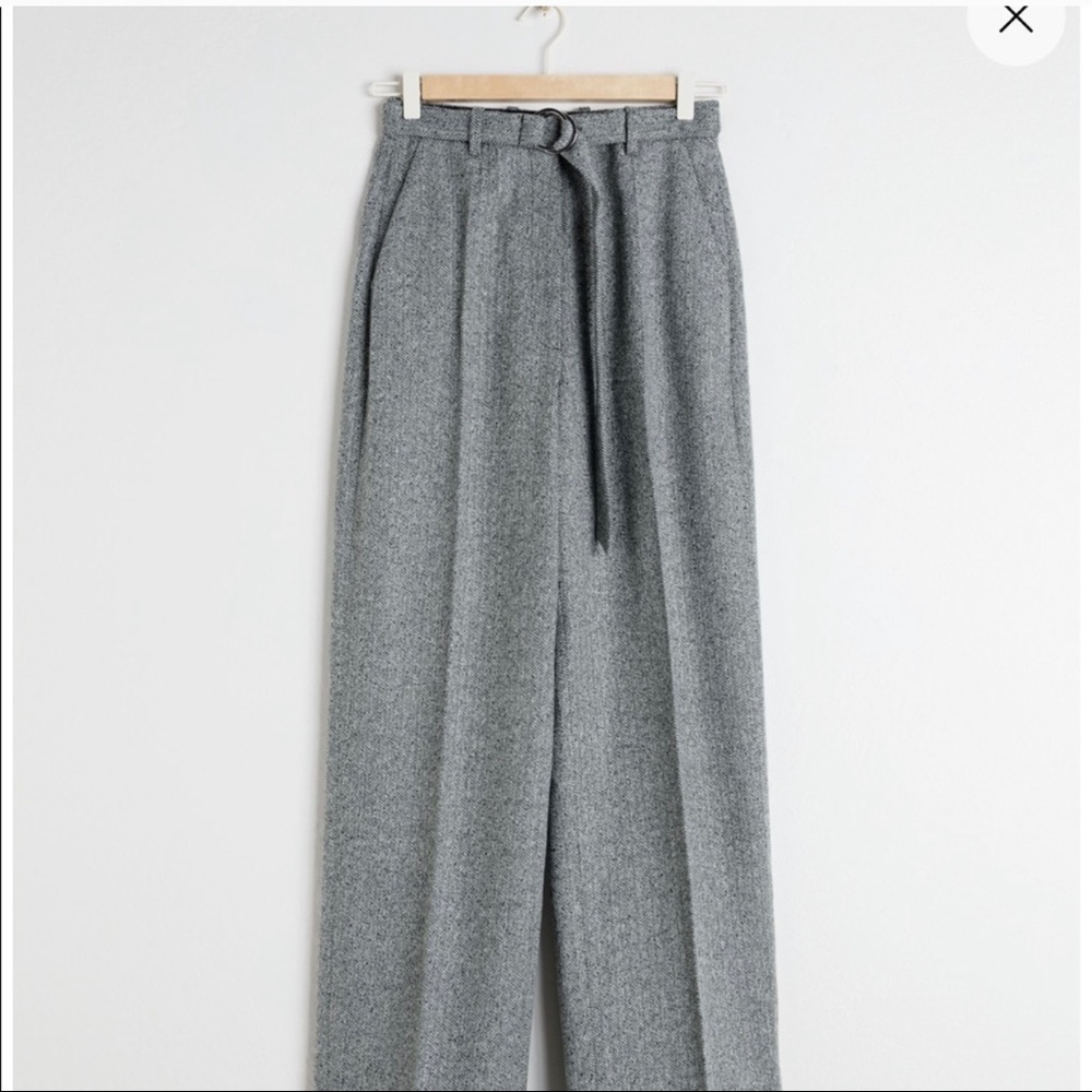 &Other Stories Duo D-ring Herringbone Wool Pants - Picture 4 of 8